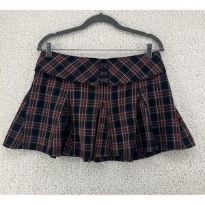 Royal Bones Daang Goodman Micro Mini Skirt Y2K Red Plaid Pleated Grunge Size M